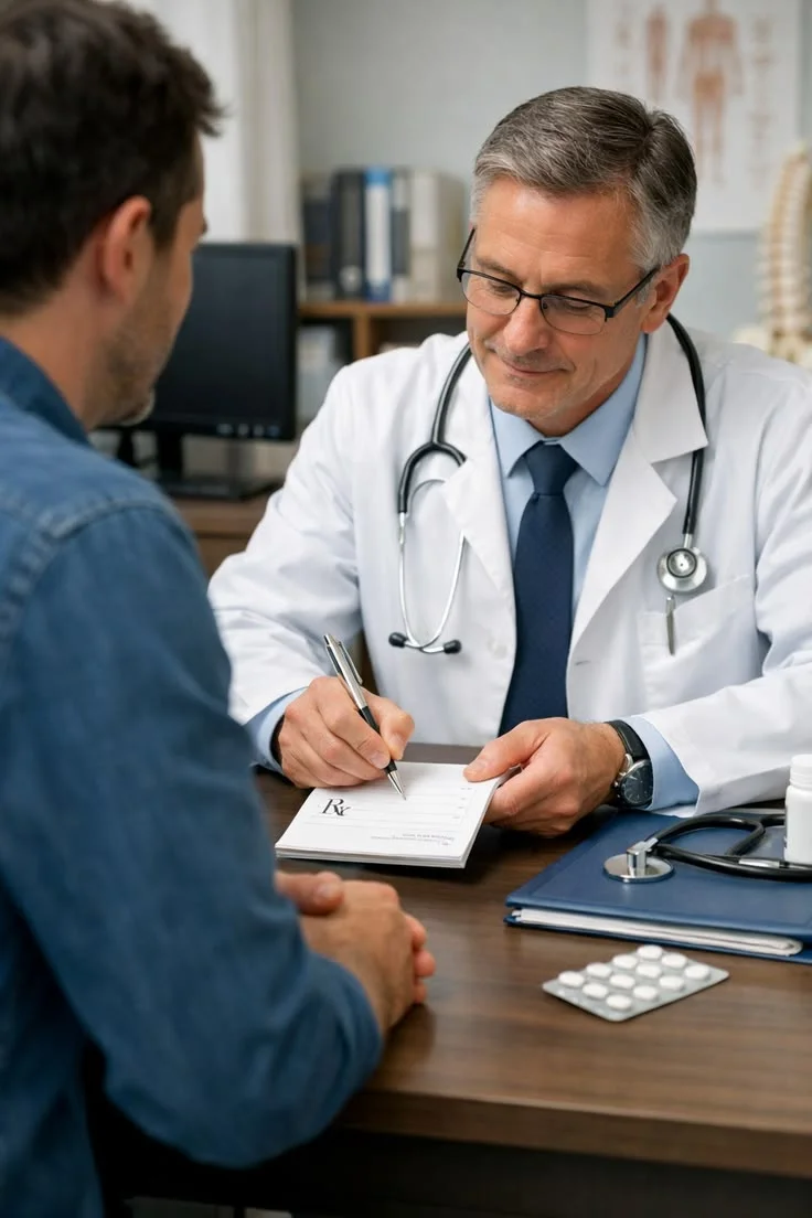 Man discussing Alpha Honey with his doctor before starting a supplement
